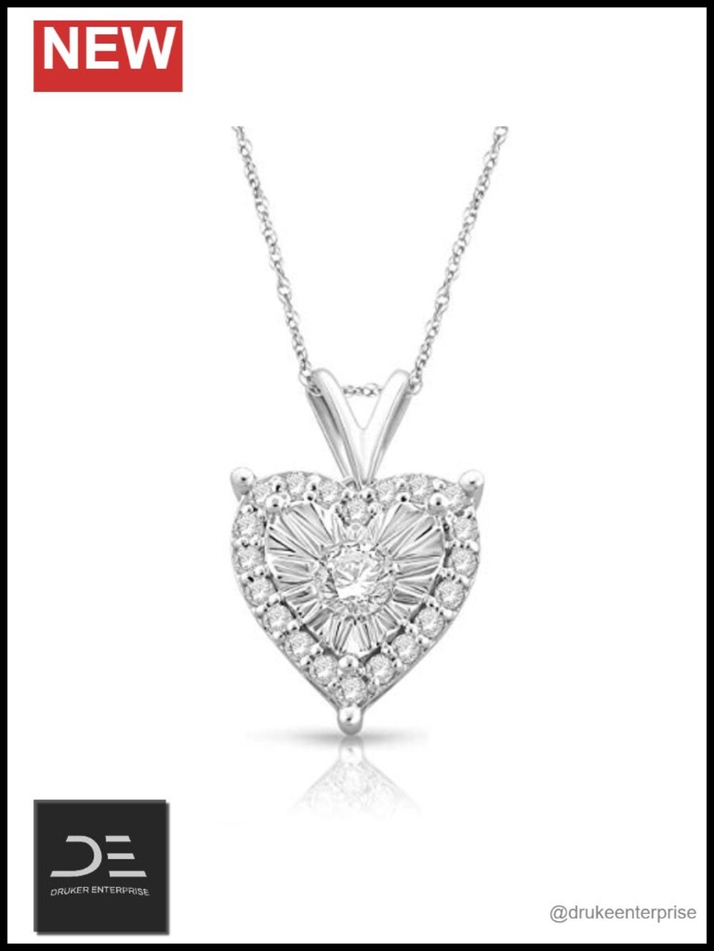 NATALIA DRAKE Heart Shaped 1/4 Cttw Diamond Pendant Necklace Rhodium Plated